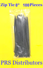 8  Black Nylon Cable Tie Zip Heavy Duty Plastic Wire - Pack Of 100 Pieces