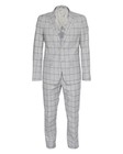 Nwt Ezzelino Suit Grey Blue Check Wool Cotton Luxury Italy 46 Us 36