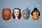 1997 Set Of 4 Wizard Of Oz Ceramic Character Masks Clay Art Usa 10  Tall Rare 