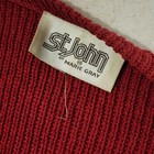 Vintage St John Marie Gray Red 3 Piece Knit Set Top Skirt Belt 60s Medium