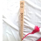 Vintage Carved Wood Folding Hand Fan With Red Tassel And Gift Box