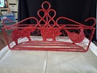 Vintage Red Country Kitchen Metal Basket shelf -farmhouse cottage rustic