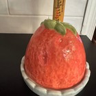 Mud Pie Strawberry Fruity Cloche Set Home Decor 6 5in Red Ceramic Scalloped Base