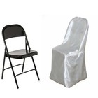 White Satin Folding Chair Cover Wedding Banquet Catering Dinner Decorations