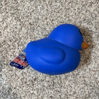 Blue Rubber Duck Squeeze Stress Reliever Toy - Orange   Black Accents
