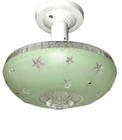 Antique 1920s-1930s Art Deco Nouveau Federal Stars Green Ceiling Light Fixture