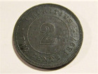 1897 Mauritius 2 Cents Bronze Old Coin