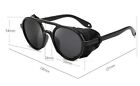 Men s Women Sunglasses Vintage Steampunk Side Shields Leather Round Retro Shades