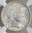 1907-p  25c Barber Silver Quarter Ngc Unc Details  cleaned    6904196-038
