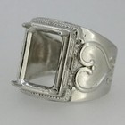 Emerald Cut 14x10mm Semi Mount Ring 925 Sterling Silver Cocktail Unisex Ring