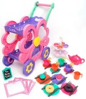 Flower Tea Cart Play Set 45 Piece Toddler Pretend Play Tea Party Toy Set