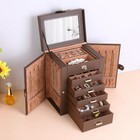 Brown 6-layer Large Leather Jewelry Box Watch Jewelry Organizer Kendal W  Mirror