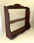 Vintage 3 Tier Mahogany Wood Hanging Wall Display Shelf Curio W  Gallery Rail