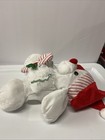 Vintage Fisher Price Christmas White Puppy Dog Puffalump 1990 Plush Candy Cane