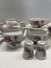 26 Pc Moss Rose 1950 s Childs Tea Set Japan Crane Mark Covered Dish Platter S p