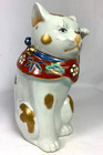 Kutani Maneki Neko Lucky Cat Beckoning Cat Japanese Heavily Potted Signed