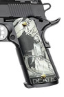 1911 Full Size Government Grips Poly Pearl White Engraved Reaper With Screws