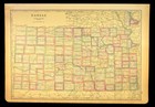 1920 Antique Kansas Map Counties Large Atlas Map Railroad Depot Towns No Fold
