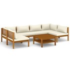 Vidaxl Garden Lounge Set Cream Solid Acacia Wood Large Modular