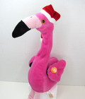 Dan Dee Singing Flamingo Macarena Christmas Animated Pink Santa Hat Plush Works