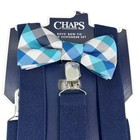 Chaps Boys Bow Tie   Suspender Set Navy Gray New
