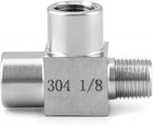 Qwork Stainless Steel Pipe Fitting  1 8  Npt Male X 1 8  Npt Female X 1 8  Npt F