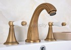 Three Hole Deck Mounted Basin Faucet Antique Brass Bathroom Mixer Sink Tap