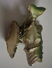 Vintage Ceramic Or Majolica Fish Figurine With Rhinestones
