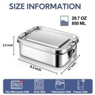 Stainless Steel Bento Box Medium 850ml Metal Lunch Container 28oz Leak-proof