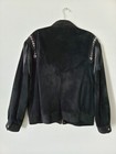 Vintage Pioneer Wear Mens Jacket Suede Leather Western Cowboy Fringe Black Sz Xl