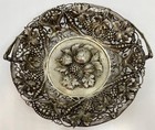 Repousse 800 Silver Candy Nut Bowl Trinket Dish With Handle