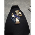 Antique Sterling Silver Blue Rhinestone Cross Brooch 3  X 2 25 