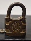 Vintage Yale   Towne Small Brass Padlock With Key  Fine Working Condition