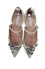 Aquazzura Womens Floral Applique Pointed Toe Ballet Flats Silver Size 39 9