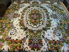 Italian Cherubs   Roses Bed Spread Cover 100   x 84    Gold Pink Tapestry Vtg Velvet