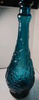 Mcm Empoli Italy Blue Glass Genie Bottle Decanter Fruit Grapes Vine No Stopper