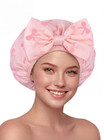 Large Satin Lined Shower Cap For Women Reusable Waterproof Double Layer Bath    