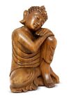 12  Wooden Sleeping Buddha Statue Hand Carved Resting Sitting Wood Figurine Art