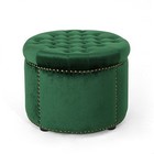  Carlos Glam Velvet Tufted Ottoman  Emerald 