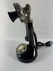 Black Candlestick Rotary Dial Telephone Vtg 1970s American Classic Retro Phone