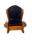 Vintage Wood Rocking Chair Pin Cushion Storage Drawer Thread Spool Holders