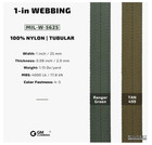 1 Inch Mil-w-5625 Nylon Tubular Webbing Milspecs 4000lbs Durable For Outdoor    