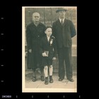 Old Vintage Real Photo Postcard Rppc Trio Man Woman Boy Glasses Schoolbook