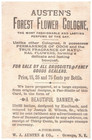 Victorian Trade Cards 1885 Austen s Forest Flower Cologne  Oswego  New York