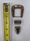 Vintage Sterling Silver  925 Copper Accent Belt Buckle 3 Pc Set Floral Design
