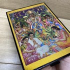 Vintage Hindu Religious Foil Art Framed Plaque Shimmering Wall Table Decor