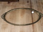Vintage Gold Filigree Metal Mirror Vanity Dresser Perfume Tray Oval 12 X 6 