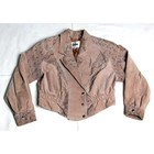 Vintage 80s Suede Leather Western Cropped Jacket Coat Size Large Chia Brown Tan