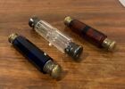 Victorian Antique Cobalt Amber Glass Faceted Double Ended Perfume Scent Bottles