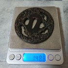 Antique Japanese Sword Tsuba Large High Relief Gold Inlay 85mm X 85mm